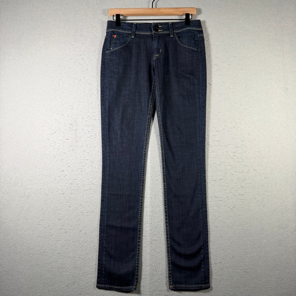 Hudson Collin Midrise‎ Skinny Jeans Dark Indigo Blue NHWM422DHA Womens 28
